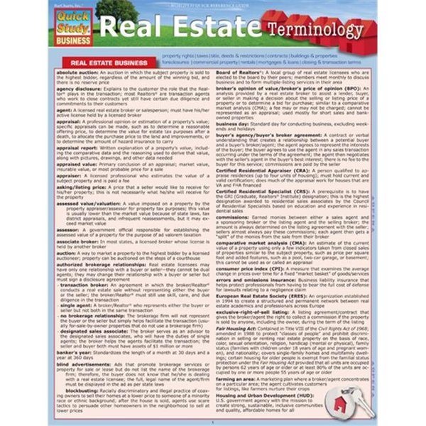 Barcharts BarCharts 9781423216667 Real Estate Terminology Quickstudy Easel 9781423216667